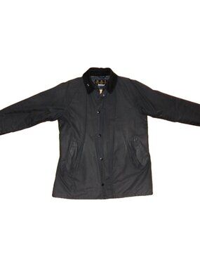 Barbour Navy Waxed Cotton Jacket Men's L Quilted Lined Made in England